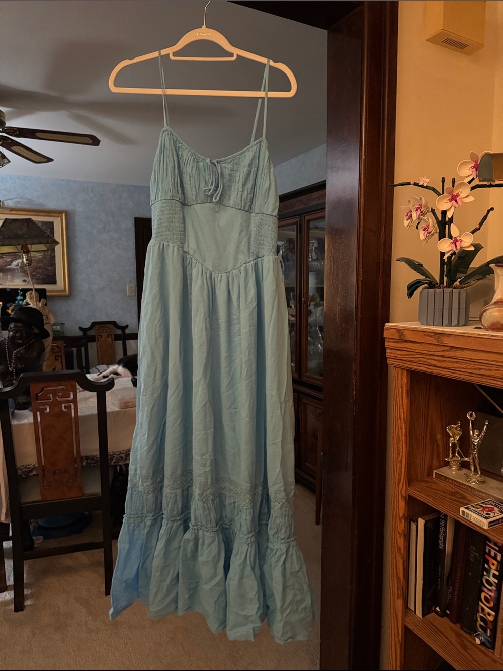 American Eagle Outfitters Light Blue Smocked Maxi Dress